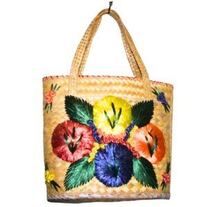 Vintage Floral Basket Bag